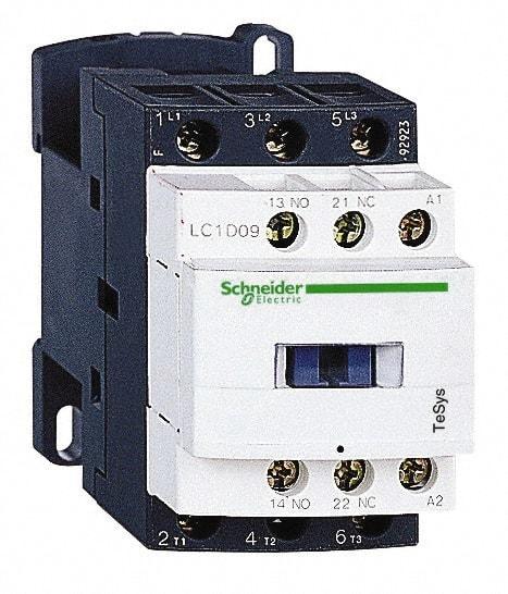 Schneider Electric - 3 Pole, 110 Coil VAC at 50/60 Hz, 25 Amp at 440 VAC and 9 Amp at 440 VAC, Nonreversible IEC Contactor - 1 Phase hp: 0.5 at 115 VAC, 1 at 230/240 VAC, 3 Phase hp: 2 at 200/208 VAC, 2 at 230/240 VAC, 5 at 460/480 VAC, 7.5 at 575/600 VAC - First Tool & Supply