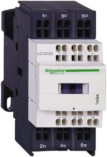 Schneider Electric - 3 Pole, 120 Coil VAC at 50/60 Hz, 16 Amp at 440 VAC and 9 Amp at 440 VAC, Nonreversible IEC Contactor - 1 Phase hp: 0.5 at 115 VAC, 1 at 230/240 VAC, 3 Phase hp: 2 at 200/208 VAC, 2 at 230/240 VAC, 5 at 460/480 VAC, 7.5 at 575/600 VAC - First Tool & Supply