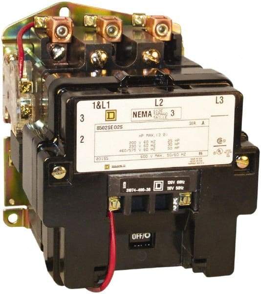 Square D - 3 Pole, 380 Coil VAC at 50 Hz, 90 Amp NEMA Contactor - Open Enclosure, 50 Hz at 380 VAC - First Tool & Supply