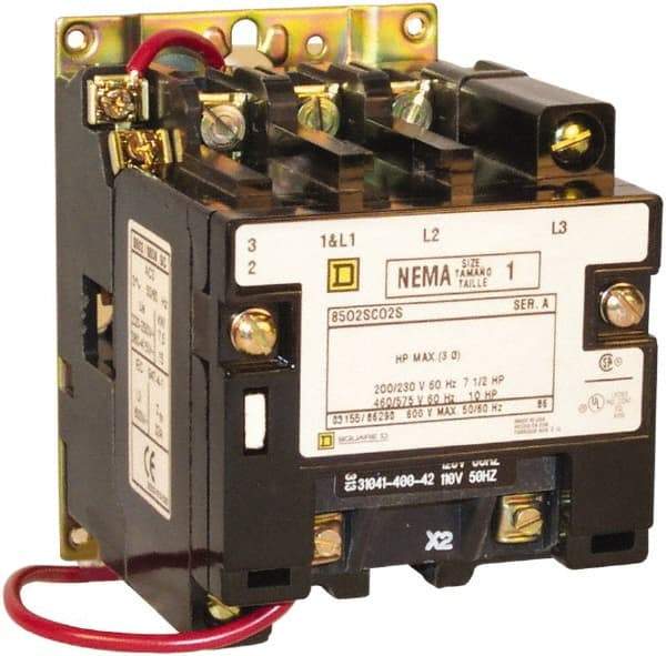 Square D - 2 Pole, 24 Coil VAC at 60 Hz, 27 Amp NEMA Contactor - Open Enclosure, 60 Hz at 24 VAC - First Tool & Supply