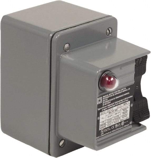 Square D - 3 Poles, 30 Amp, NEMA, Enclosed Toggle Manual Motor Starter - 1 hp at 90 VDC, 10 hp at 460 VAC, 10 hp at 575 VAC, 1-1/2 hp at 230 VDC, 2 hp at 115 VAC, 2 hp at 115 VDC & 7-1/2 hp at 230 VAC, CE, CSA, NEMA 4 & UL Listed - First Tool & Supply