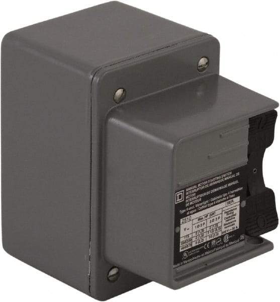 Square D - 3 Poles, 30 Amp, NEMA, Enclosed Toggle Manual Motor Starter - 1 hp at 90 VDC, 10 hp at 460 VAC, 10 hp at 575 VAC, 1-1/2 hp at 230 VDC, 2 hp at 115 VAC, 2 hp at 115 VDC & 7-1/2 hp at 230 VAC, CE, CSA, NEMA 4 & UL Listed - First Tool & Supply