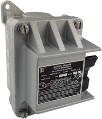 Square D - 2 Poles, 16 Amp, NEMA, Enclosed Toggle Manual Motor Starter - 1 hp at 115 VAC, 1 hp at 230 VAC, 1 hp at 277 VAC, 3/4 hp at 115 VDC & 3/4 hp at 230 VDC, CE, CSA, NEMA 3R/7/9 & UL Listed - First Tool & Supply