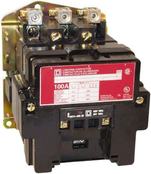 Square D - No Enclosure, 3 Pole, Electrically Held Lighting Contactor - 60 A (Tungsten), 24 VAC at 60 Hz - First Tool & Supply