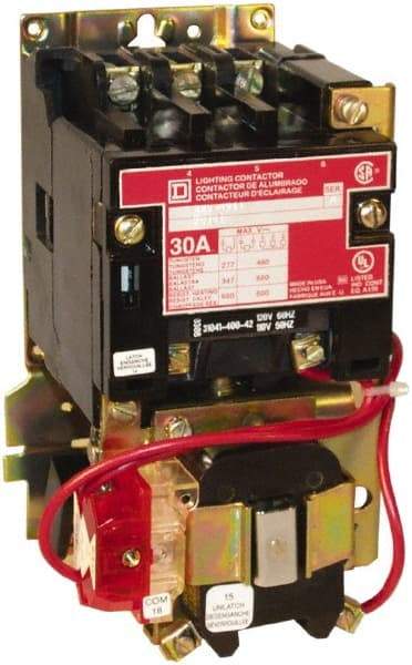 Square D - No Enclosure, 3 Pole, Mechanically Held Lighting Contactor - 60 A (Tungsten), 208 VAC at 60 Hz - First Tool & Supply