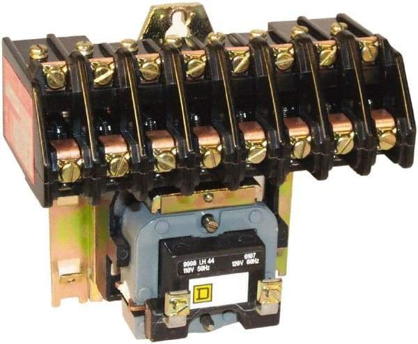 Square D - No Enclosure, 8 Pole, Electrically Held Lighting Contactor - 20 A (Tungsten), 30 A (Fluorescent), 24 VAC at 60 Hz, 8NO Contact Configuration - First Tool & Supply