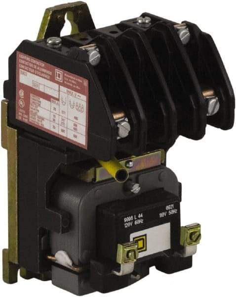 Square D - No Enclosure, 2 Pole, Electrically Held Lighting Contactor - 20 A (Tungsten), 30 A (Fluorescent), 440 VAC at 50 Hz, 480 VAC at 60 Hz, 2NO Contact Configuration - First Tool & Supply