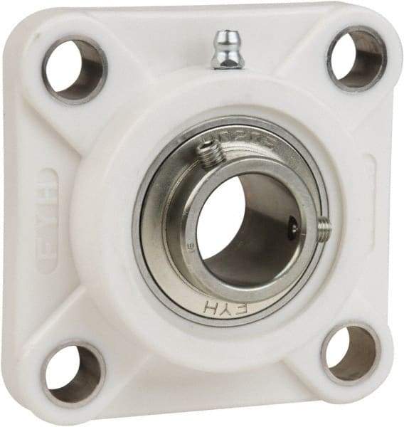 Value Collection - 3/4" ID, 3-3/8" OAL x 1-7/16" OAH 4-Bolt Flange Mounted Bearing - 1,495 Lb Static Cap, 2,877 Lb Dyn Cap, 2-1/2" Btw Mnt Hole Ctrs, 45/64" Base-to-Ctr Ht, Thermoplastic - First Tool & Supply