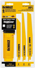 DeWALT - 6 Pieces, 8" to 9" Long x 0.04" Thickness, Bi-Metal Reciprocating Saw Blade Set - Straight Profile, 6 to 14 Teeth, Toothed Edge - First Tool & Supply