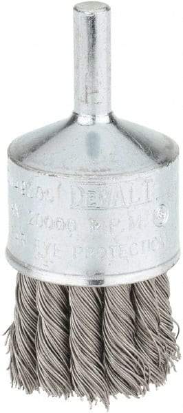 DeWALT - 1" Brush Diam, Knotted, End Brush - 1/4" Diam Steel Shank, 1/4" Pilot Diam, 20,000 Max RPM - First Tool & Supply