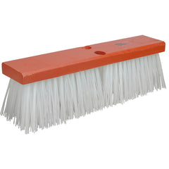 14″ Street Broom, 4″ Trim, White Polypropylene Fill, Orange Block - First Tool & Supply