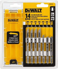 DeWALT - 14 Piece, 3" to 5" Long, 6 to 32 Teeth per Inch, Bi-Metal Jig Saw Blade Set - Toothed Edge, T-Shank - First Tool & Supply