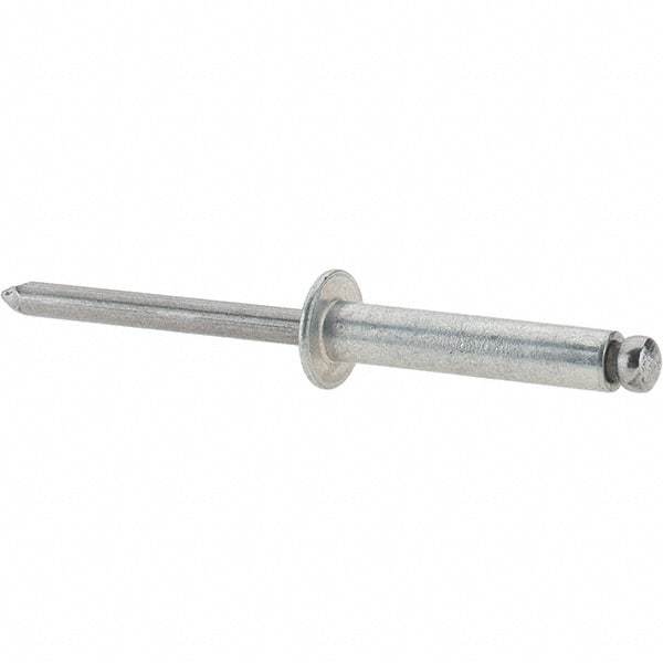 Value Collection - Size 612 Dome Head Steel Open End Blind Rivet - Steel Mandrel, 0.626" to 3/4" Grip, 3/8" Head Diam, 0.192" to 0.196" Hole Diam, 0.95" Length Under Head, 3/16" Body Diam - First Tool & Supply