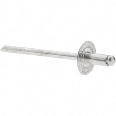 Value Collection - Size 42 Large Flange Dome Head Aluminum Open End Blind Rivet - Aluminum Mandrel, 0.032" to 1/8" Grip, 3/8" Head Diam, 0.129" to 0.133" Hole Diam, 0.275" Length Under Head, 1/8" Body Diam - First Tool & Supply