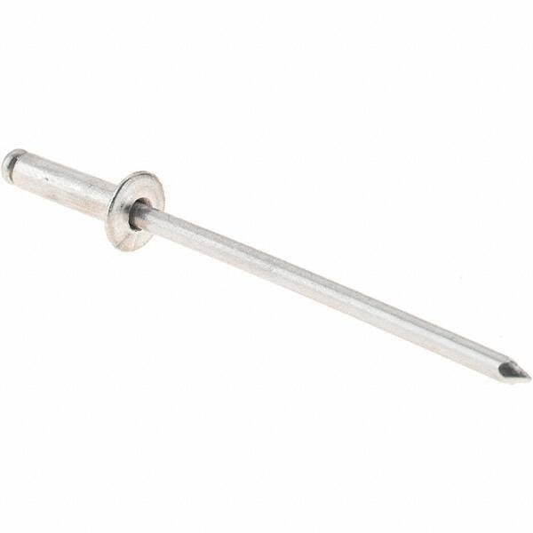 Value Collection - Size 34 Dome Head Aluminum Open End Blind Rivet - Aluminum Mandrel, 0.126" to 1/4" Grip, 0.188" Head Diam, 0.097" to 0.1" Hole Diam, 3/8" Length Under Head, 3/32" Body Diam - First Tool & Supply