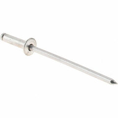 Value Collection - Size 34 Dome Head Aluminum Open End Blind Rivet - Aluminum Mandrel, 0.126" to 1/4" Grip, 0.188" Head Diam, 0.097" to 0.1" Hole Diam, 3/8" Length Under Head, 3/32" Body Diam - First Tool & Supply