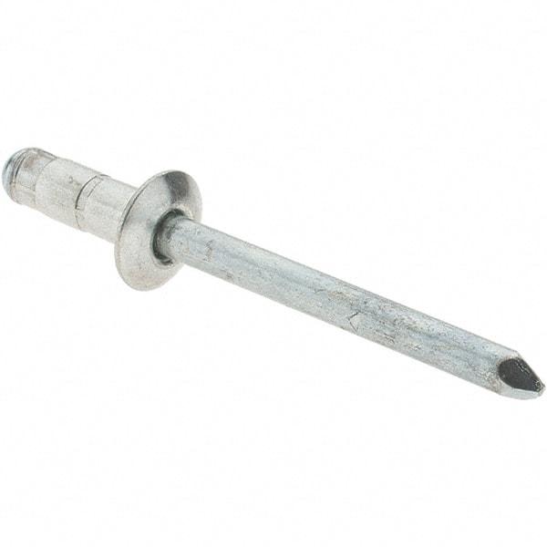 Value Collection - Size 63-64 Dome Head Steel Multi Grip Blind Rivet - Steel Mandrel, 0.156" to 1/4" Grip, 0.386" Head Diam, 0.192" to 0.196" Hole Diam, 1/2" Length Under Head, 3/16" Body Diam - First Tool & Supply