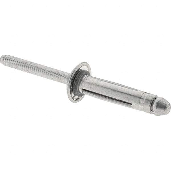 RivetKing - Aluminum Open End Blind Rivet - Aluminum Mandrel, 1/8" to 3/8" Grip, 1/4" Head Diam, 1-1/64" Length Under Head, 1/4" Body Diam - First Tool & Supply