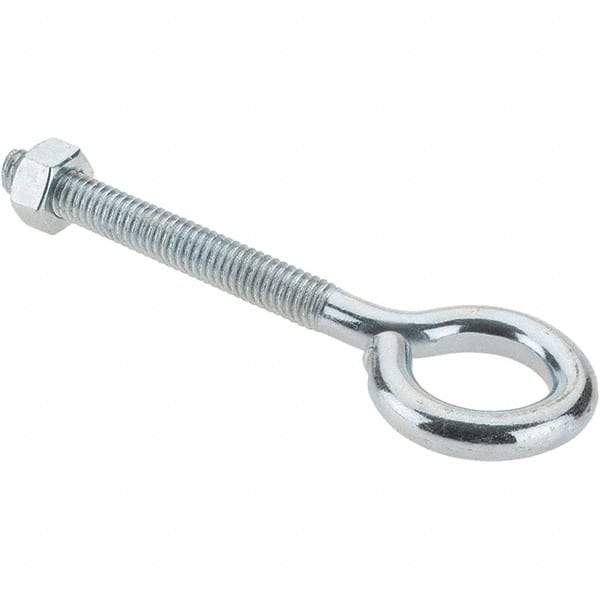 Made in USA - 5/16-18, Zinc-Plated Finish, Steel Wire Turned Eye Bolt - 2-1/4" Thread Length, 3/4" ID, 2-3/4" Shank Length - First Tool & Supply