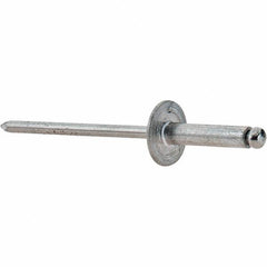 Value Collection - Size 46 Large Flange Dome Head Aluminum Open End Blind Rivet - Steel Mandrel, 0.251" to 3/8" Grip, 3/8" Head Diam, 0.129" to 0.133" Hole Diam, 0.525" Length Under Head, 1/8" Body Diam - First Tool & Supply