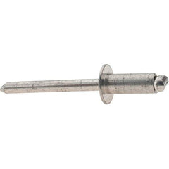 Value Collection - Size 86 Dome Head Stainless Steel Open End Blind Rivet - Stainless Steel Mandrel, 0.251" to 3/8" Grip, 1/2" Head Diam, 0.257" to 0.261" Hole Diam, 6250" Length Under Head, 1/4" Body Diam - First Tool & Supply