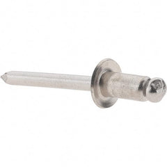 Value Collection - Size 84 Dome Head Stainless Steel Open End Blind Rivet - Stainless Steel Mandrel, 0.062" to 1/4" Grip, 1/2" Head Diam, 0.257" to 0.261" Hole Diam, 1/2" Length Under Head, 1/4" Body Diam - First Tool & Supply