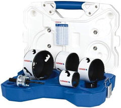 Lenox - 5 Piece, 2" to 4-1/8" Saw Diam, Contractor's Hole Saw Kit - Bi-Metal, Includes 4 Hole Saws - First Tool & Supply