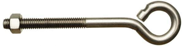 Gibraltar - #10-24, Stainless Steel Wire Turned Open Eye Bolt - 1-1/2" Thread Length, 3/8" ID x 45/64" OD, 3" Shank Length - First Tool & Supply
