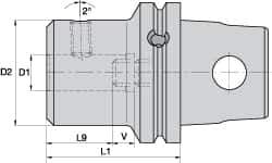 Kennametal - KM63XMZ Modular Connection, 0.5512" Inside Hole Diam, 2.9528" Projection, Whistle Notch Adapter - Through Coolant - Exact Industrial Supply