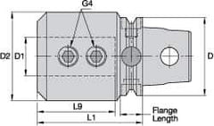 Kennametal - KM63UT Modular Connection, 63/64" Inside Hole Diam, 3.3465" Projection, Whistle Notch Adapter - Through Coolant - Exact Industrial Supply