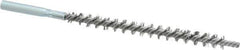 Schaefer Brush - 3" Brush Length, 1/4" Diam, Double Stem, Single Spiral Tube Brush - 4-1/2" Long, Stainless Steel, 8-32 Female Connection - First Tool & Supply