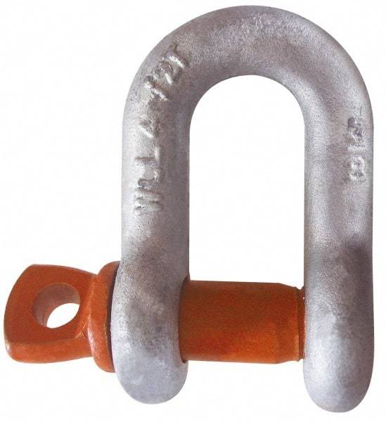 CM - 1/2" Nominal Chain Size, 3 Ton Carbon Steel Screw Chain Shackle - 23/32" Diam, 5/8" Pin Diam, 13/16" Wide Inside Jaw, 13/16" Inside Width - First Tool & Supply