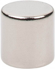 Mag-Mate - 1/4" Diam x 1/4" High Neodymium Rare Earth Magnet - 1.8 Lb Max Capacity, 200°F Max, Nickel Plated - First Tool & Supply