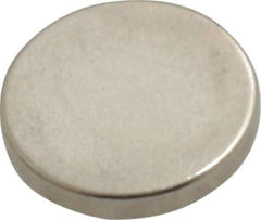 Mag-Mate - 3/8" Diam x 0.06" High Neodymium Rare Earth Magnet - 1 Lb Max Capacity, 200°F Max, Nickel Plated - First Tool & Supply