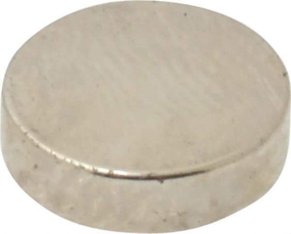 Mag-Mate - 3/8" Diam x 0.1" High Neodymium Rare Earth Magnet - 2 Lb Max Capacity, 200°F Max, Nickel Plated - First Tool & Supply