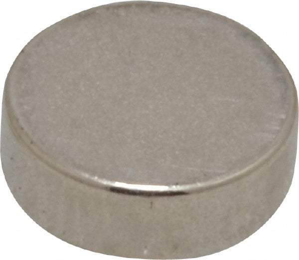 Mag-Mate - 3/8" Diam x 1/8" High Neodymium Rare Earth Magnet - 2.6 Lb Max Capacity, 200°F Max, Nickel Plated - First Tool & Supply