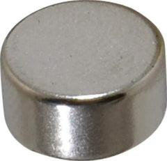 Mag-Mate - 3/8" Diam x 3/16" High Neodymium Rare Earth Magnet - 4.5 Lb Max Capacity, 200°F Max, Nickel Plated - First Tool & Supply