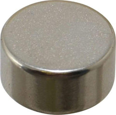 Mag-Mate - 1/2" Diam x 1/4" High Neodymium Rare Earth Magnet - 6.5 Lb Max Capacity, 200°F Max, Nickel Plated - First Tool & Supply