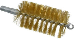 Schaefer Brush - 4-1/2" Brush Length, 2-1/2" Diam, Double Stem, Single Spiral Tube Brush - 8" Long, Brass, 1/4" NPSM Male Connection - First Tool & Supply