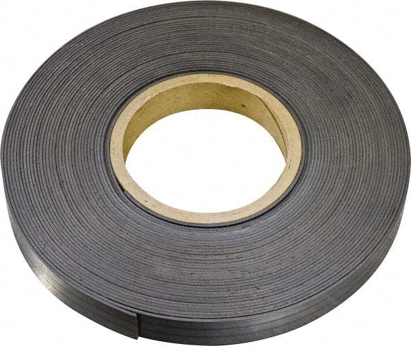 Mag-Mate - 600" Long x 1" Wide x 1/8" Thick Flexible Magnetic Strip - 14 Lb Max Pull Force, 8 Linear Ft/Lb Magnetic Pull Force, Plain Back, Dark Brown - First Tool & Supply