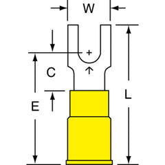 3M - #8 Stud, 12 to 10 AWG Compatible, Partially Insulated, Crimp Connection, Block Fork Terminal - First Tool & Supply