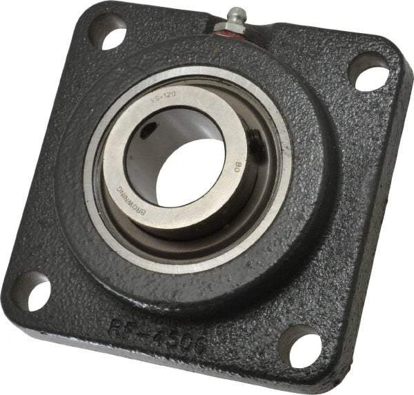 Browning - 1-1/4" ID, 4-5/8" OAL x 4-5/8" OAH 4-Bolt Flange - 3,493 Lb Static Cap, 5,782 Lb Dyn Cap, 3-5/8" Btw Mnt Hole Ctrs, Cast Iron - First Tool & Supply