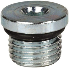 Parker - 1/2-20 Male Thread, Zinc Plated Steel Industrial Pipe Hex Socket Plug - Male Straight Thread O-Ring, 6,000 psi - First Tool & Supply