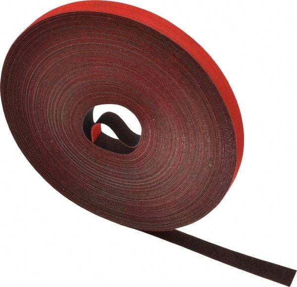 VELCRO Brand - 1/2" Wide x 25 Yd Long Self Fastening Tie/Strap Hook & Loop Roll - Continuous Roll, Red, Printable Surface - First Tool & Supply