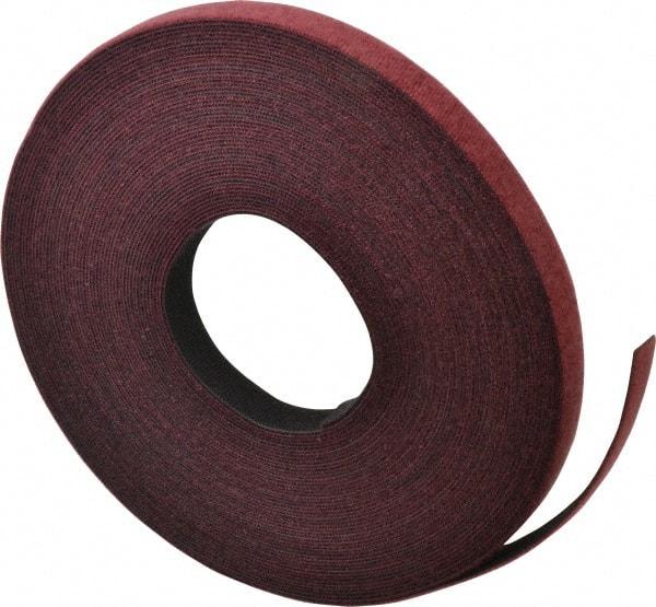 VELCRO Brand - 3/4" Wide x 25 Yd Long Self Fastening Tie/Strap Hook & Loop Roll - Continuous Roll, Cranberry, Fire Retardant, Printable Surface - First Tool & Supply