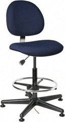 Bevco - ESD Swivel Stool - 18" Wide x 18" Deep, Conductive Cloth Seat, Navy Blue - First Tool & Supply