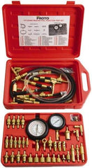 Proto - 2' Hose Length, 0 to 145 psi, Mechanical Automotive Fuel Injection Tester - 1 Lb Graduation - First Tool & Supply