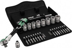 Wera - 29 Piece 3/8" Drive Standard Socket Set - 6 Points, 1/4 to 3/4", T15 to T40 Torx, Inch Measurement Standard - First Tool & Supply