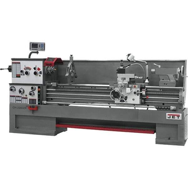 Jet - 22" Swing, 80" Between Centers, 230 Volt, Triple Phase Engine Lathe - 7MT Taper, 10 hp, 25 to 1,800 RPM, 3-1/8" Bore Diam, 40" Deep x 49" High x 136" Long - First Tool & Supply