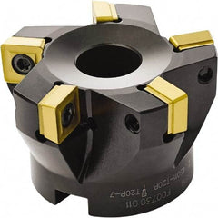 Seco - 100mm Cut Diam, 32mm Arbor Hole, 11mm Max Depth of Cut, 87° Indexable Chamfer & Angle Face Mill - 7 Inserts, SC.. 1206 Insert, Right Hand Cut, Through Coolant, Series R220.79 - First Tool & Supply